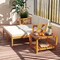 5 Pieces Acacia Wood Patio Chaise Lounge Chair Set with 2-Tier Rectangular Coffee Table